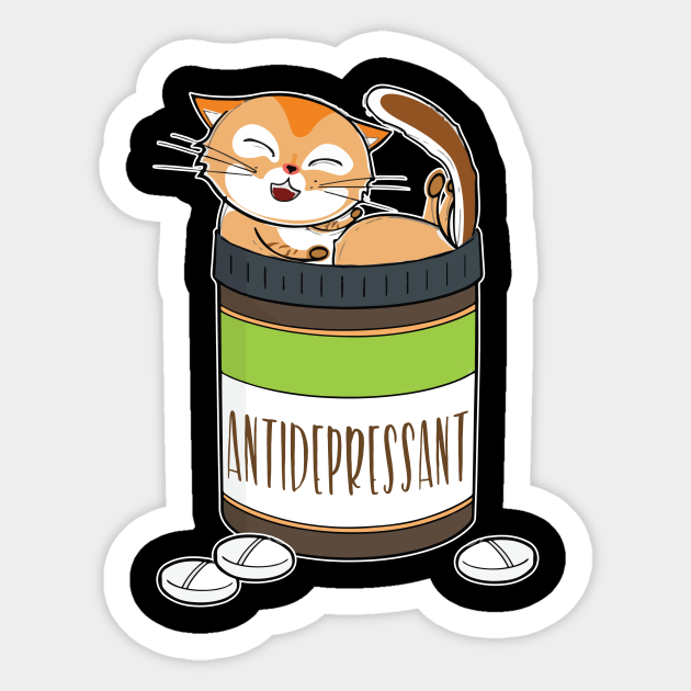 Antidepressant Cat Anxiety Cute Kitten Pills Anxiety Sticker
